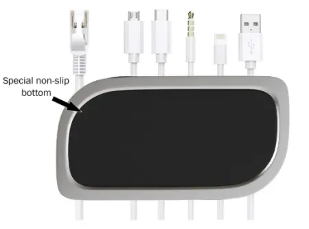 7-Slot Silicone & Stainless Steel Desk Cable Management Organizer