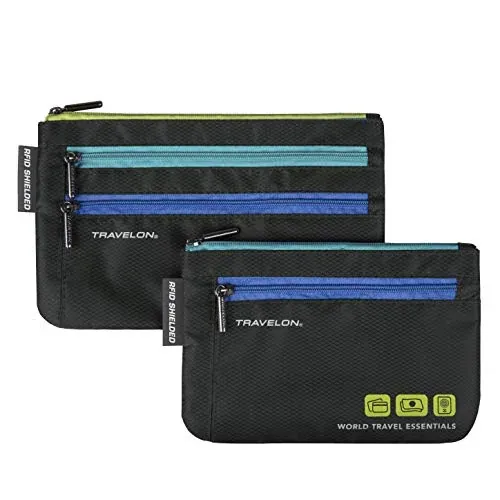 Travelon World Travel Essentials RFID Currency & Passport Organizer 2-Pack