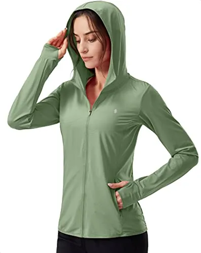 Soothfeel Women's UPF 50+ Sun Protection Hoodie Jacket C-Green