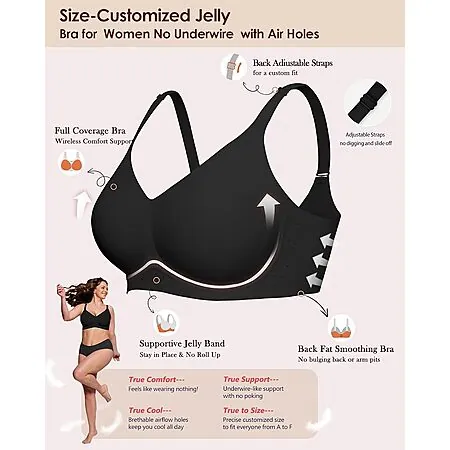 As Fairy Women's Wireless Full Coverage Seamless Jelly Push-Up Bra