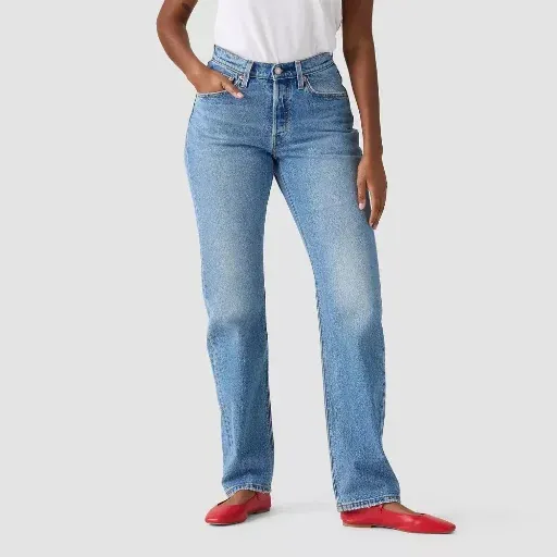 Levi's Women's 501 Curve High-Rise Straight Leg Jeans (Blue Solargenic)