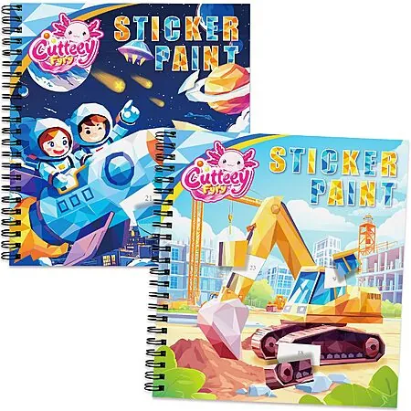 2-Pk CutteeyFyry Kids' Travel Paint by Number Sticker Activity Book (various)