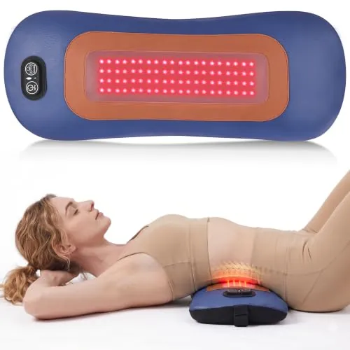Cordless Lumbar Support Pillow Lower Back Massager with Red Light Therapy