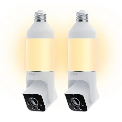 WYZE Bulb Cam 2-Pack 2K HD Smart Light Bulb Security Camera
