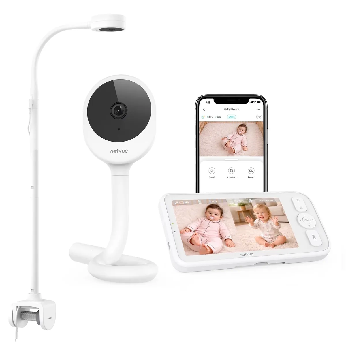 Netvue Peekababy 1080P HD 5" Video Monitors Security Cameras