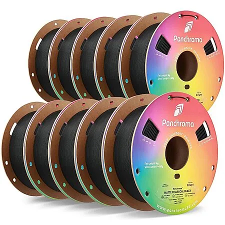 10-Pk 1KG Polymaker 1.75mm Panchroma Matte PLA 3D Printer Filament (Charcoal)