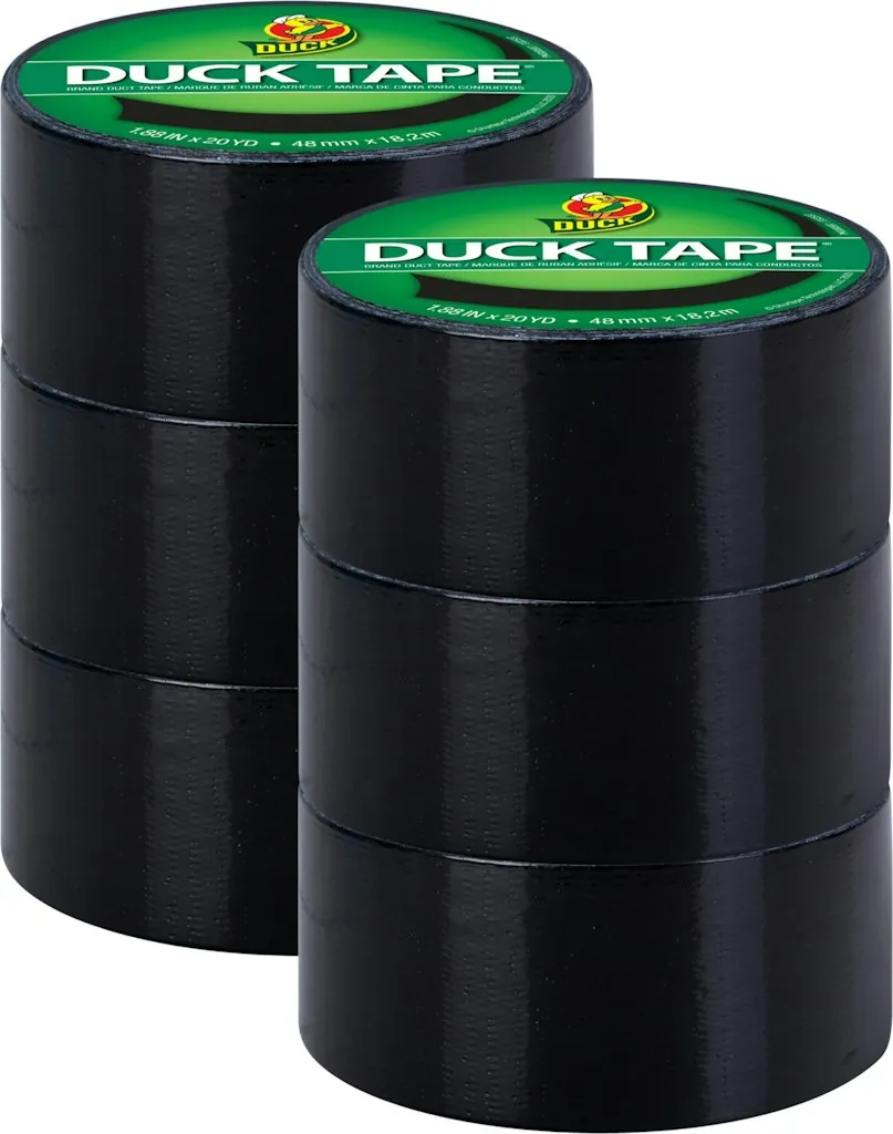 Duck Tape Black Duct Tape 1.88" x 20-Yard Roll 6-Pack
