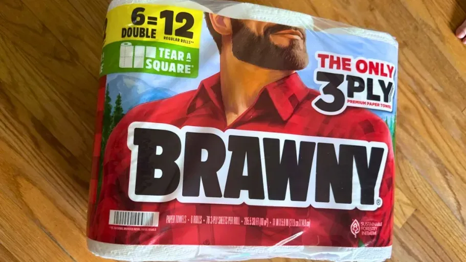 Brawny Tear-A-Square 3-Ply Paper Towels 6-Count Double Rolls