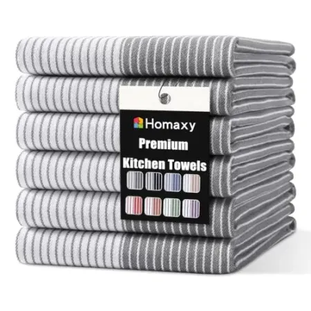 6-Pack Homaxy 18" x 28"Premium 100% Cotton Kitchen Towels
