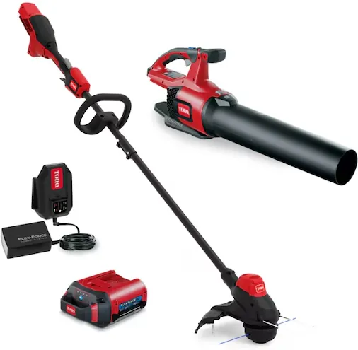 Toro Flex-Force 60-volt String Trimmer and Leaf Blower Combo Kit 2 Ah
