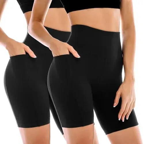 Leafigure 2-Pack Women's Biker Shorts with Pockets