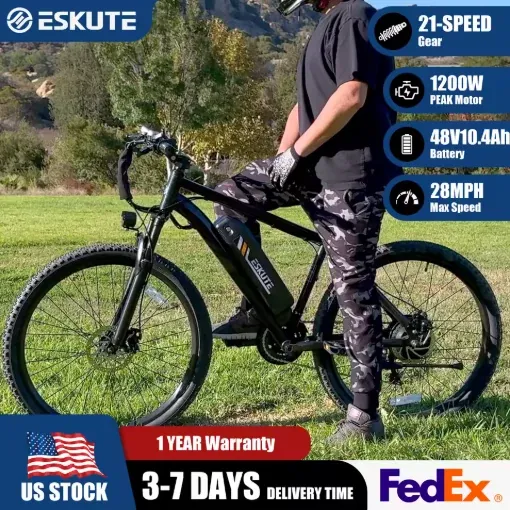 ESKUTE M200 1200W Peak Mountain E-Bike 28MPH 55 Miles 48V 10.4Ah