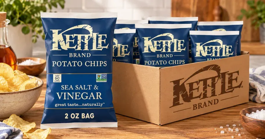 Kettle Salt & Vinegar Chips 2oz Snack Bags 6-Pack