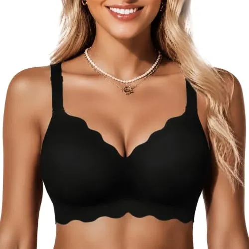 COCOMARTS Jelly Bras for Women No Underwire Wireless Push Up Bra Black, XL