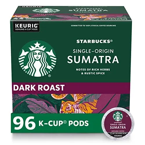 Starbucks K-Cup Coffee Pods Dark Roast Sumatra 96 Count