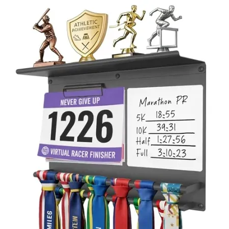 KWYADLUO Running Medal Hanger Display with Trophy Shelf
