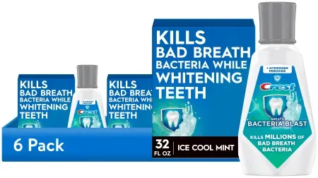 6 Bottles Crest Breath Bacteria Blast Mouthwash (32oz each)