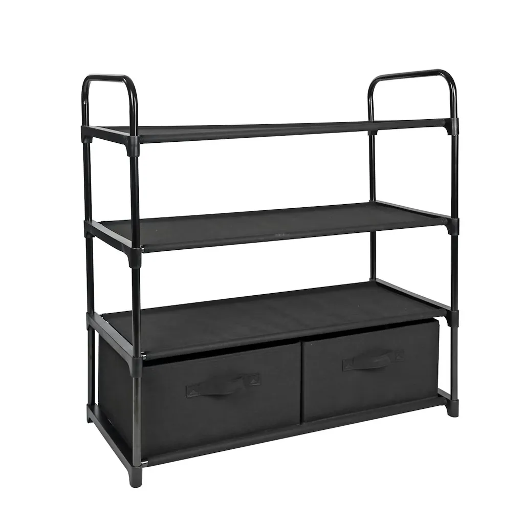 Mainstays 4-Shelf Closet Storage Organizer w/ 2 Fabric Bins