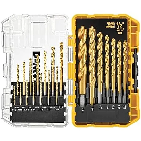 21-Pc DeWALT Titanium Nitride Coated Pilot Point Drill Bit Set w/ Case