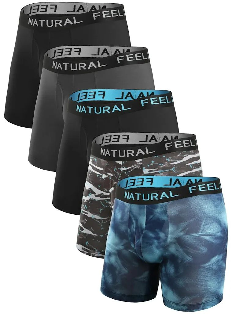 Natural Feelings Men's Athletic Boxer Briefs 5-Pack (L only)