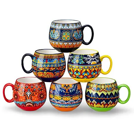 6-Ct 18-Oz vancasso KRVI Bohemian Coffee / Hot Chocolate Mugs