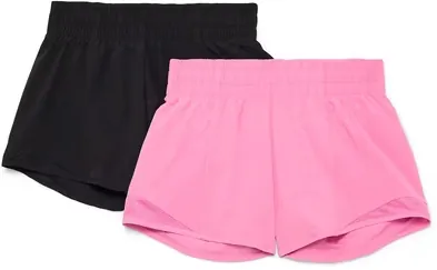 Athletic Works Girls Active Running Shorts 2-Pack (XS/LP)
