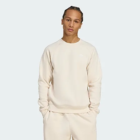 adidas Men's Trefoil Essentials Crew Sweatshirt (S or M, Wonder White/White)