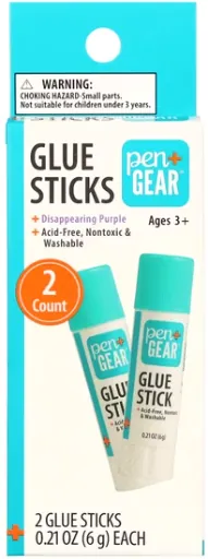 Pen+Gear Washable Disappearing Purple Glue Sticks, 2 Count