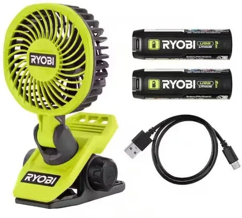 Ryobi USB Lithium Clamp Fan Kit w/ 2.0 Ah USB Lithium Battery