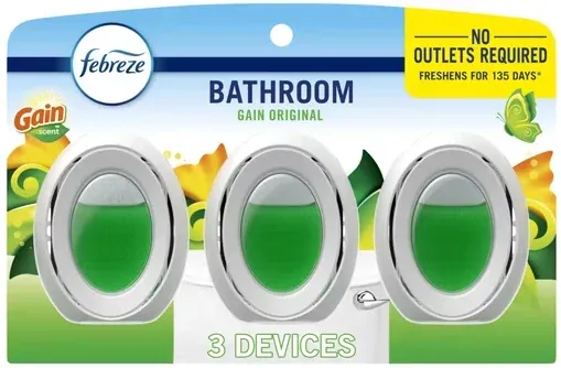 Febreze Bathroom Air Freshener Odor-Fighting Gain Original, 3-Count