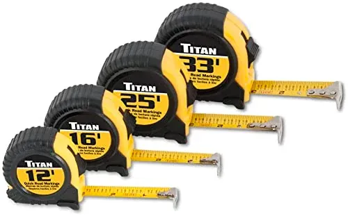 Titan 10902 Tape Measure 4-Piece Set (12-Foot, 16-Foot, 25-Foot and 33-Foot)