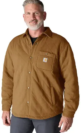 Carhartt Rain Defender Loose Fit Heavyweight Quilted Snap Front Shirt Jacket