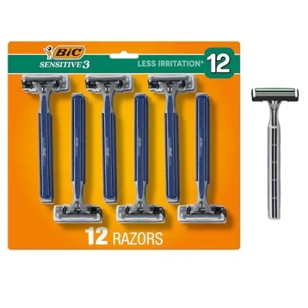 12-Count BIC Sensitive 3 Disposable Razors w/ 3 Blades