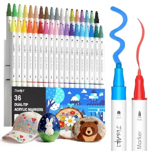 JusArt Acrylic Paint Markers, 24 Colors