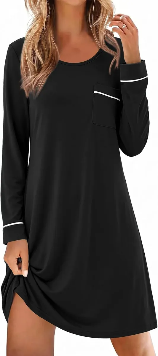 Ekouaer Women’s Long Sleeve Nightgown