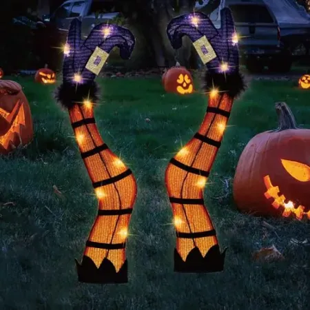 SANHSEHOME 30" Lighted Witch Legs with Stakes