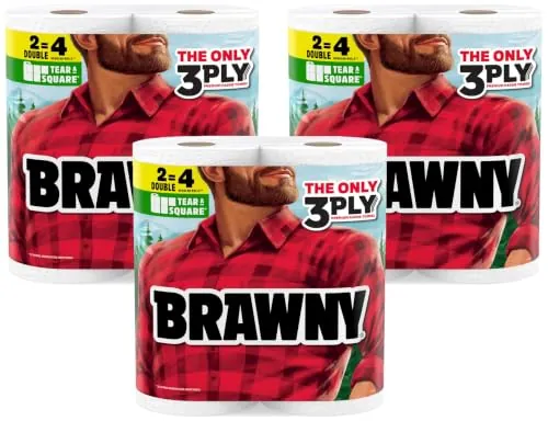 Brawny Tear-A-Square 3-Ply Paper Towels 6-Count Double Rolls