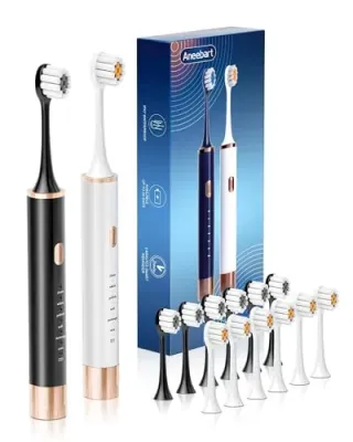 2-Pack Aneebart Sonic Electric Toothbrush w/ 12 Replacement Heads