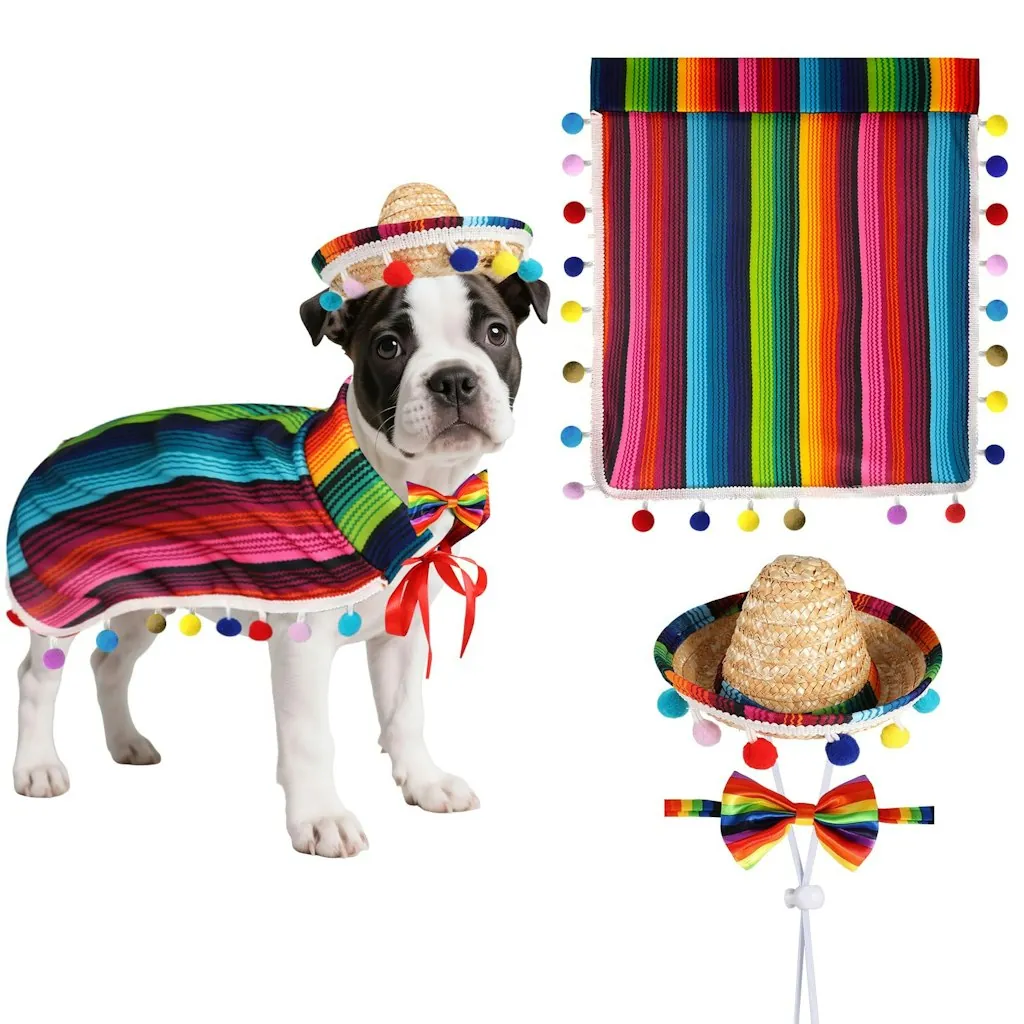 Beipegin 3-Piece Mexican Dog Costume