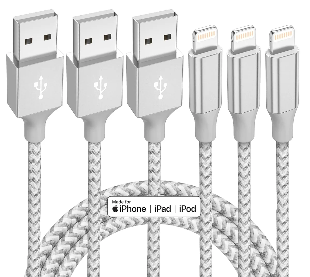10-Foot iPhone Lightning Charging Cables 3-Pack