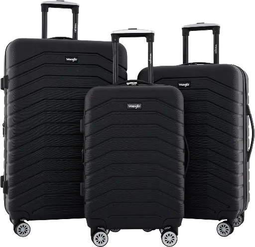 Wrangler Tahoe 3 Piece Spinner Luggage Set, Black