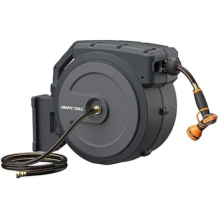 Giraffe Tools 90' Retractable 5/8" Garden Hose Reel Auto Rewind Wall Mount