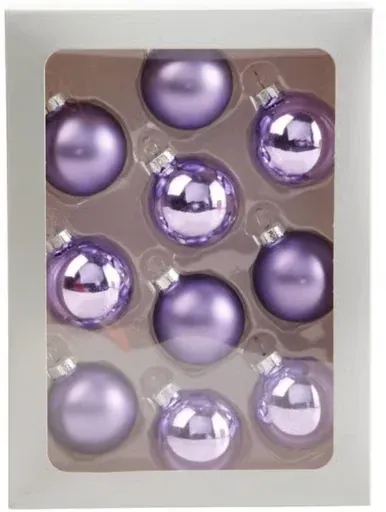 Solid Lavender Glass Ball Christmas Ornaments 10-Pack