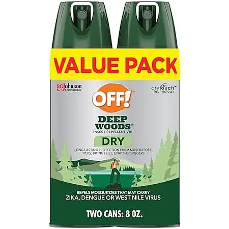 2-Pk 4-Oz Off! Deep Woods Insect Repellent Dry Aerosol Spray (Non-Greasy)