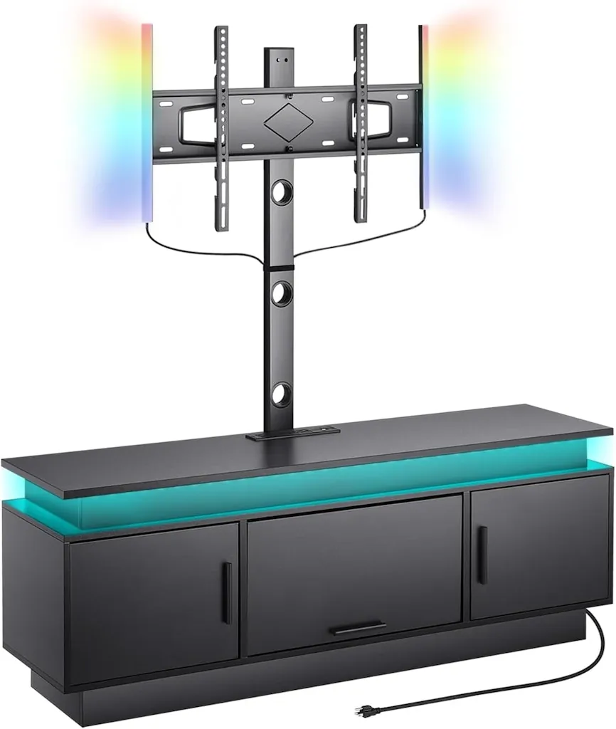 Vevor 60" TV Stand w/ Mount, Power Outlet, & LED Lights