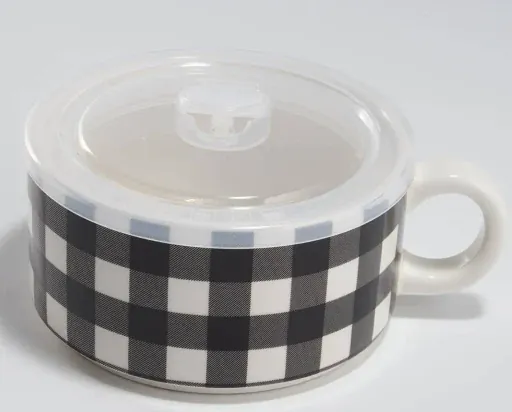 Kennedy Black & White Check Soup Mug