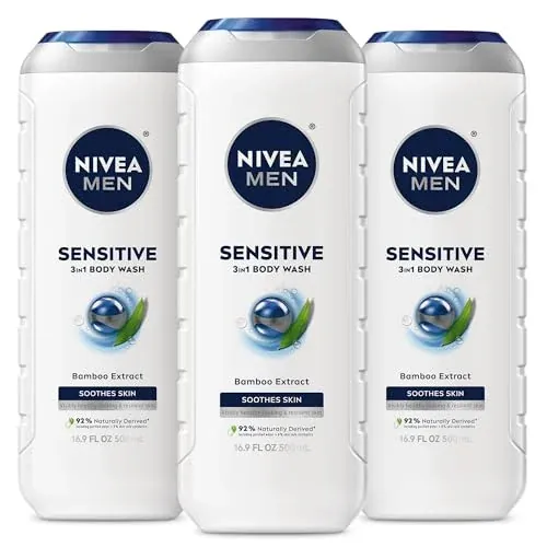 NIVEA MEN Sensitive 3-in-1 Body Wash (Bamboo Extract) 3-Pack 16.9-Oz