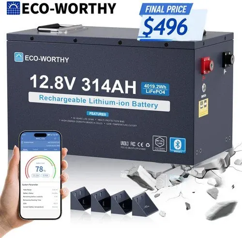 ECO-WORTHY 4019Wh 12V 314AH LiFePO4 Rechargeable Lithium Battery