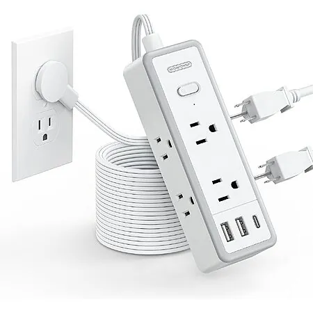 Ntonpower Power Strip 1080J Surge Protector w/ 10' Flat Cord (6x Outlet/3x USB)