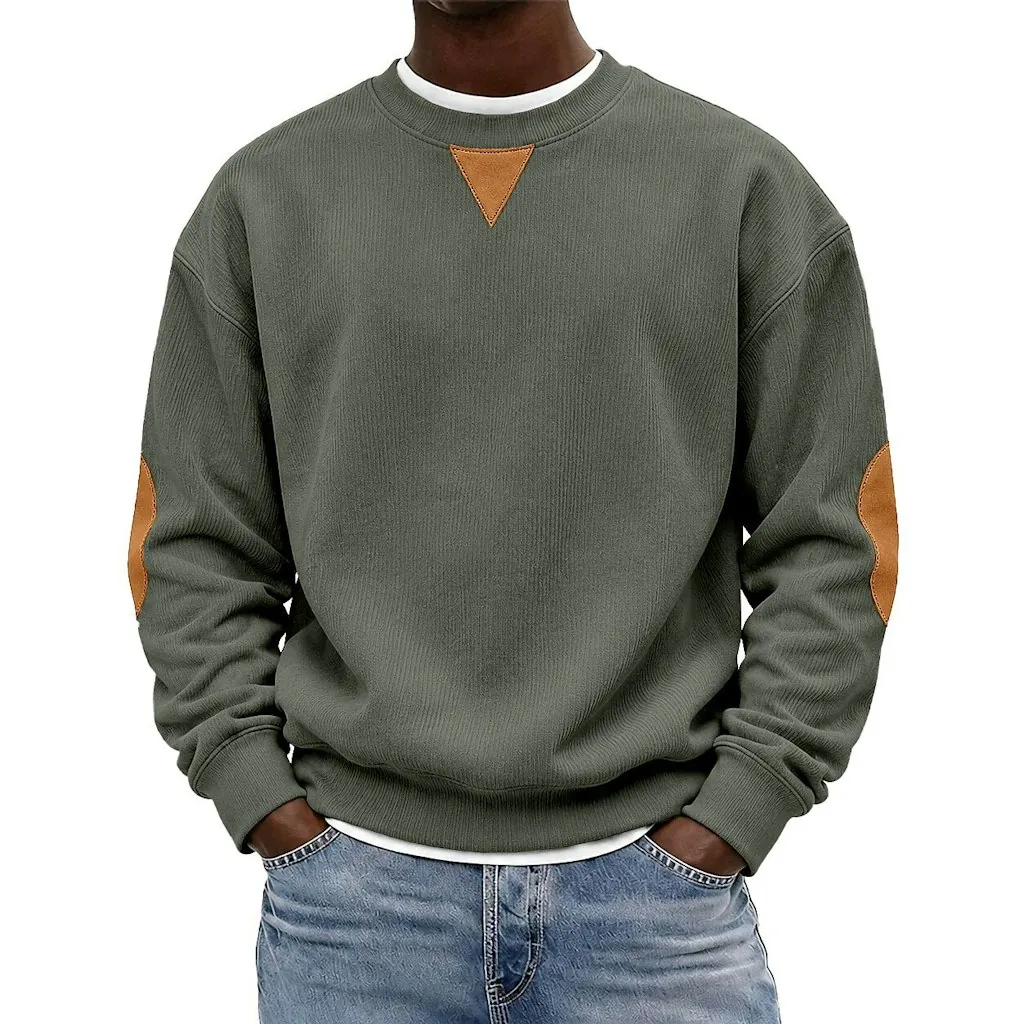Colorblock Corduroy Crew Neck Sweatshirt for 2